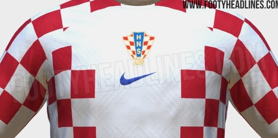 红白相间的足球队服(克罗地亚2022世界杯主场球衣谍照：经典红白棋盘格子 不规则相间)