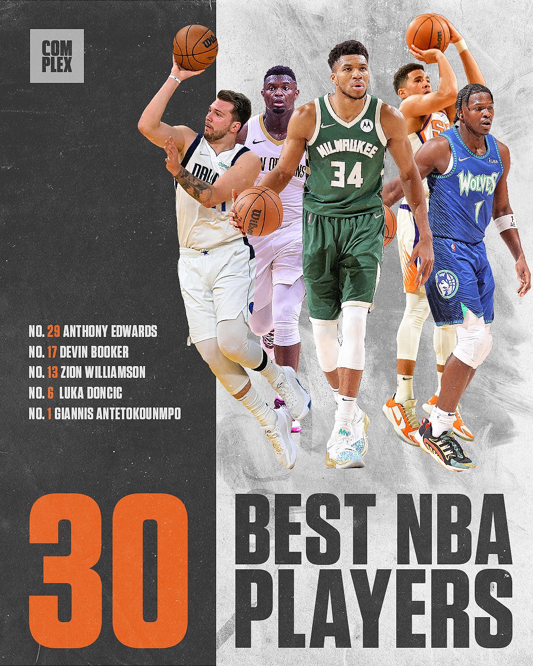 nba3号球员有哪些（杂志评新季NBA30大球星：字母压KD居首 约基奇3 库里4 詹姆斯5）