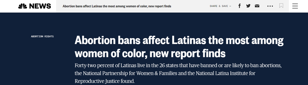 可能受禁令影响(美国研究新发现：堕胎禁令对拉丁裔有色人种女性的影响最大)
