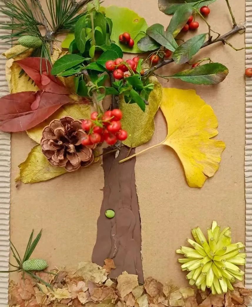 树叶贴画作品一等奖 树叶做的手工作品图片-皮皮百科