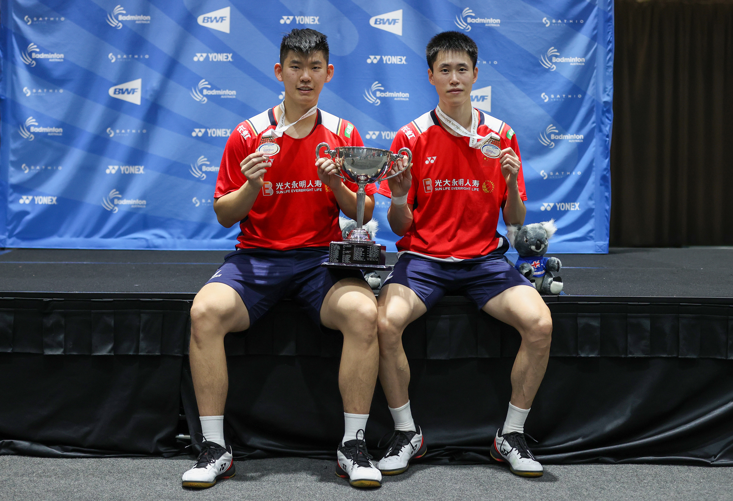 （体育）羽毛球——澳大利亚公开赛：刘雨辰/欧烜屹男双夺冠