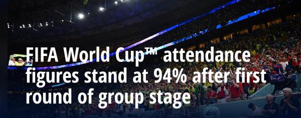 世界杯造假排行榜（卡塔尔世界杯被质疑“观众数量造假”，国际足联：小组赛首轮上座率 94%）