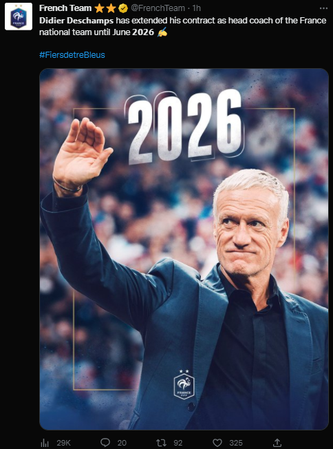 法国足球主帅是谁（外媒：法国队主帅德尚续约至2026年，将带队至下届世界杯）-趣拿体育