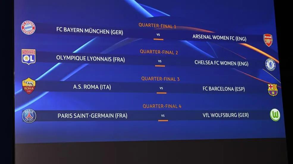 欧冠淘汰赛对阵（女子欧冠淘汰赛：里昂战切尔西，巴萨遇罗马，拜仁战阿森纳）-趣拿体育