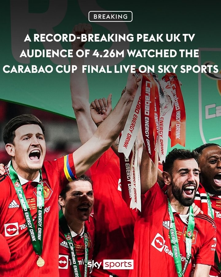 最高峰426万英国观众同时收看，联赛杯决赛打破天空体育收视纪录