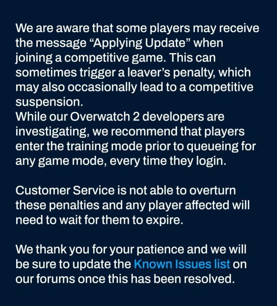 《OW》玩家因官方问题被禁赛 暴雪回应无法撤销