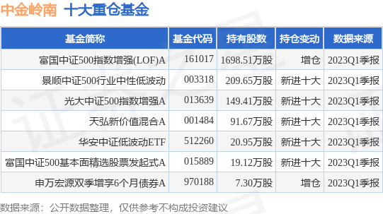 7月5日中金岭南涨9.56%，富国中证500指数增强(LOF)A基金重仓该股