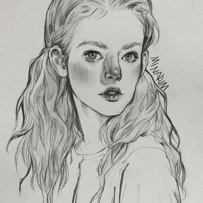 素描女生头像  by:minarim微信，素描女生头像  by:minarim（速写风的素描插画）