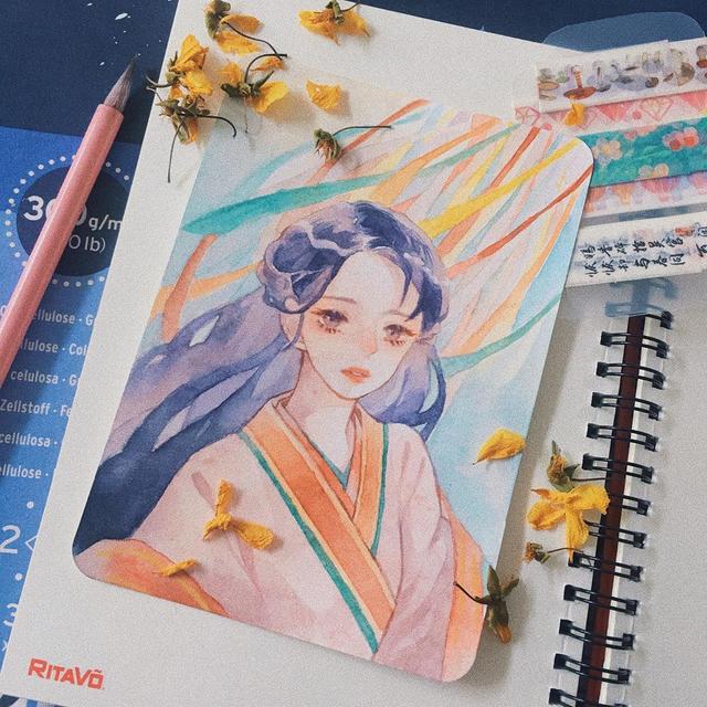 水彩画古风人物教程，水彩画人物教程（这样的水彩好想画）