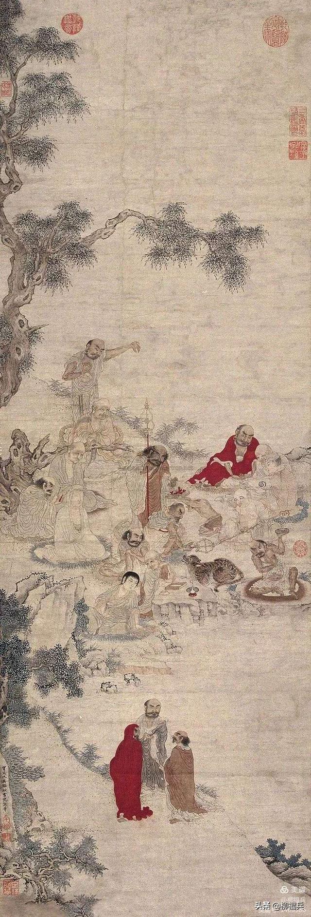 十八罗汉排名及顺序及图片，十八罗汉排名及顺序（名家人物画《十八罗汉图》欣赏）