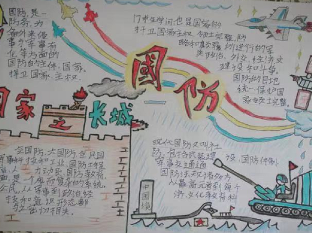 关于国防的手抄报，国防为主题的手抄报图片（小学生“国防手抄画”火了）