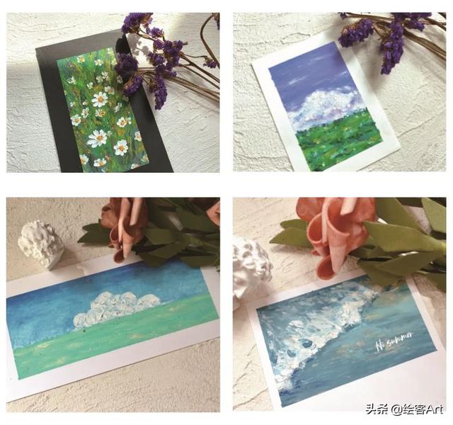 简笔画：油画棒画花朵步骤，简笔画小兔子的画法（0基础也能画出清新浪漫的春日花海图）