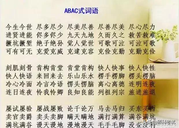 小学一年级abac式的词语，一年级abac式词语大全（ABAC+AABC+ABAB式等16类词语积累）