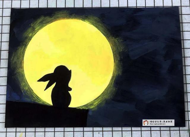 中秋节的玉兔怎么画，中秋节的玉兔怎么画图片（课例，水粉-赏月<兔子>）