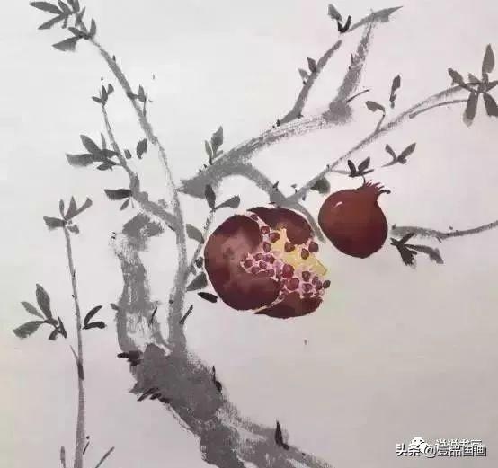 石榴简笔画画法，石榴的简笔画怎么画简单（花卉果蔬系列之石榴的写意画法）
