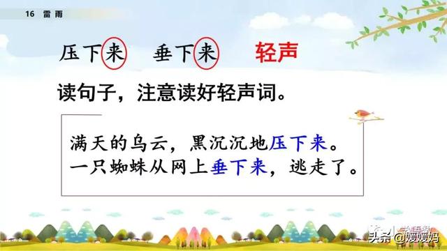 形容闪电的词语，描写闪电的四字词语（二年级下册语文课文16《雷雨》图文详解及同步练习）
