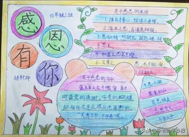 感恩手抄报简单又漂亮，感恩手抄报简单又漂亮一年级（感恩有你小学生手抄报）
