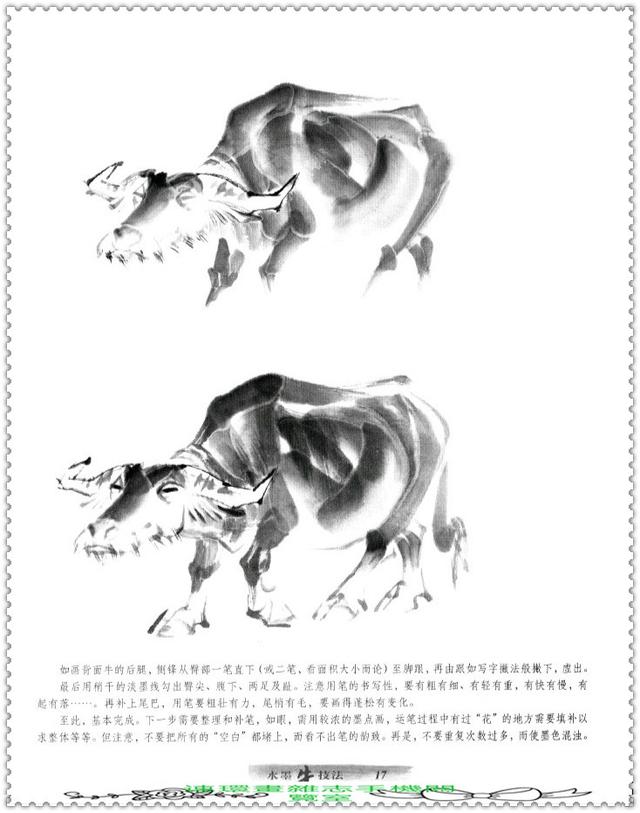 水墨国画牛画法，中国画水墨牛技法