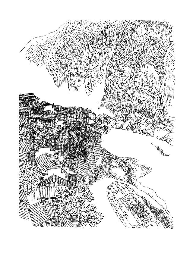 从黄君璧融中西妙法的白描山水,白描山水画稿(白描山水风光图)