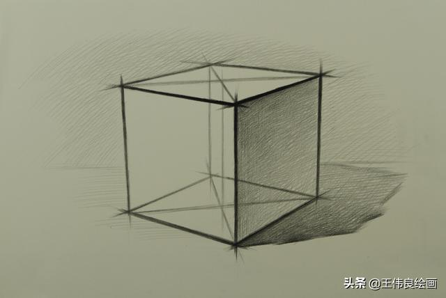 素描正方体步骤图片画法，素描几何体正方体画法步骤图（正方体素描步骤图）