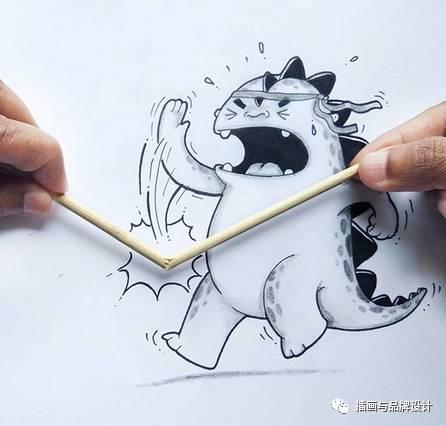 小恐龙怎么画，恐龙怎么画简单又好看（创意手绘丨他画出一只很有戏的小恐龙）