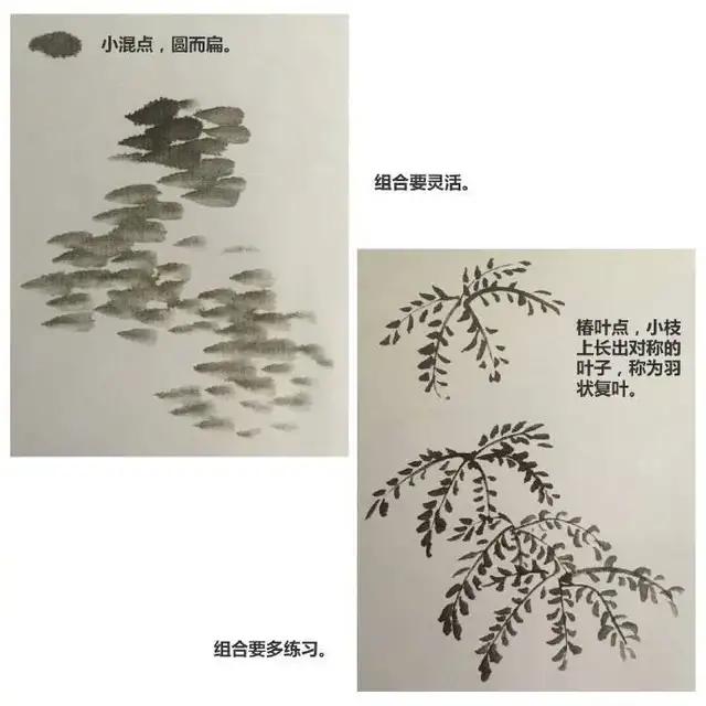 树叶的画法，树叶的画法简单（学会画国画叶子很简单）