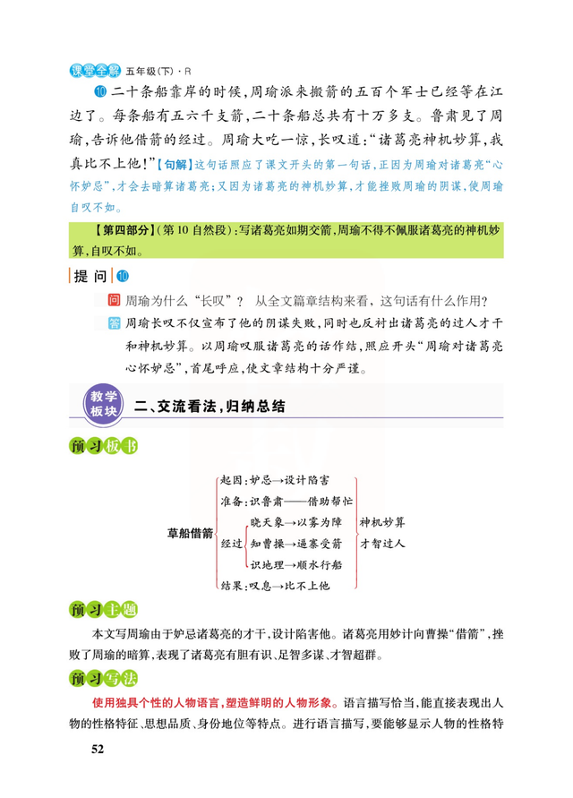 五年级语文下册，第5课《草船借箭》课堂笔记及全文解析