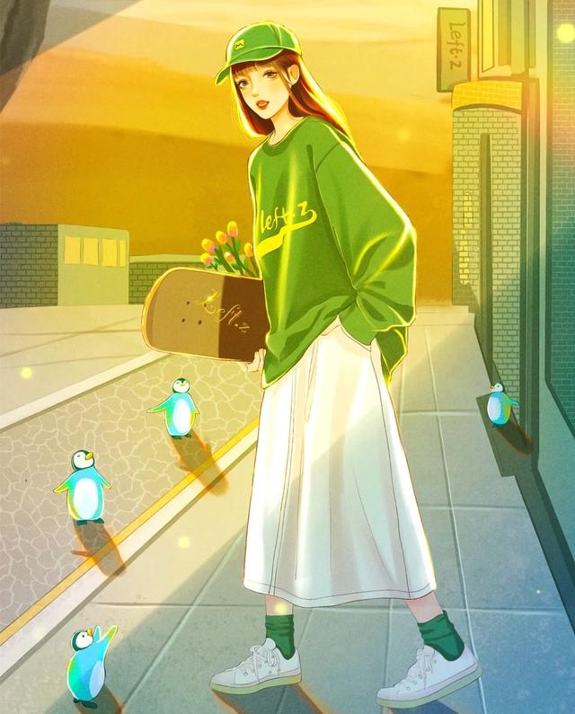 情侣头像一人一张，鱼头:超级好看的情侣头像，一人一张微信（绝美光影插画头像<2>）