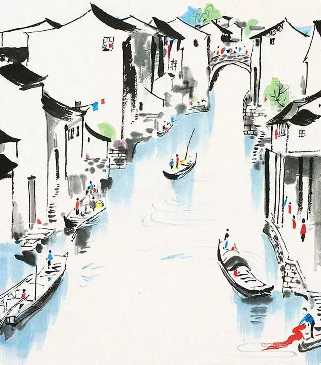 吴冠中江南水乡水墨画，江南水乡吴冠中水墨画（吴冠中笔下的别样江南）