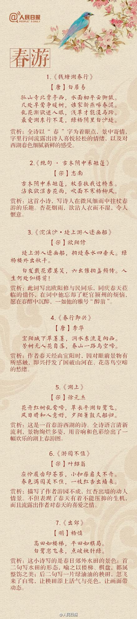 描写春天的古诗有哪些，搜集其他描写春天的古诗有哪些（人民日报整理：56首春天诗词）