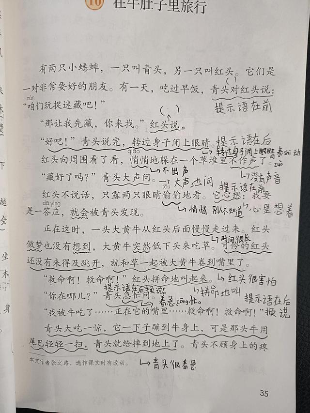 什么叫提示语，什么叫提示语后置（提示语在课文中的应用实例——《在牛肚子里的旅行》）