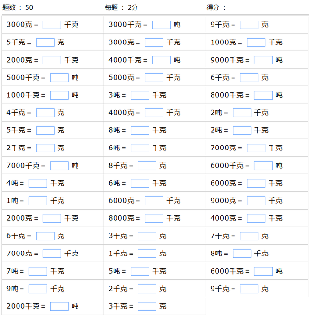 重量换算公式大全，重量单位的换算和练习