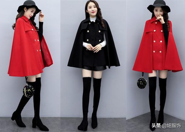 斗篷衣服怎么搭配，斗篷衣服怎么搭配穿着图片（配上短裤+过膝长筒靴）