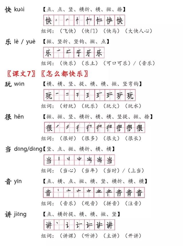 迹的笔顺，浮的笔顺笔画顺序（一年级语文下册生字笔顺+生字表识字表）