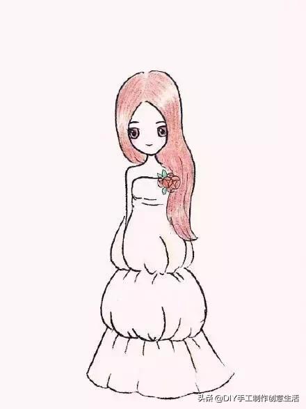 如何画婚纱简笔画，画婚纱简笔画图片大全（创意简笔画，彩铅画唯美婚纱）