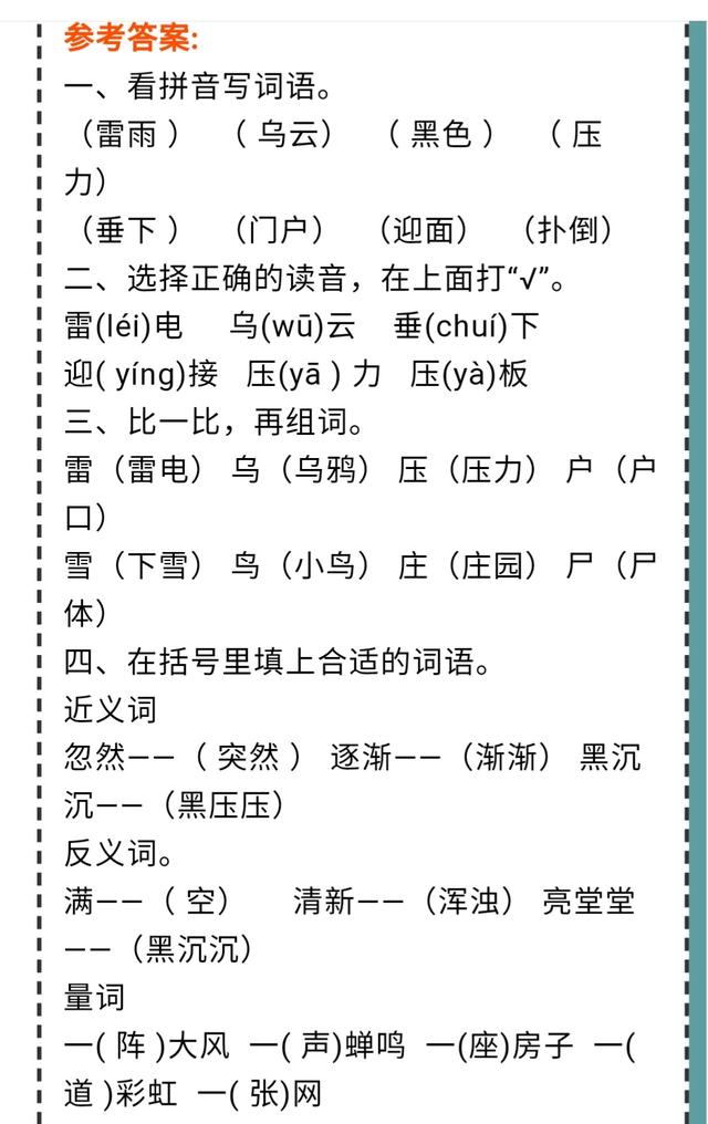 雷雨课文原文，雷雨课文原文（雷雨（二语下第16课《雷雨》课堂实录+笔记+知识梳理+课后练习+答案）