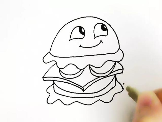 简笔画爱心怎么画，爱心简笔画步骤简单 画法（6步教你学会画小朋友们喜欢的汉堡简笔画）