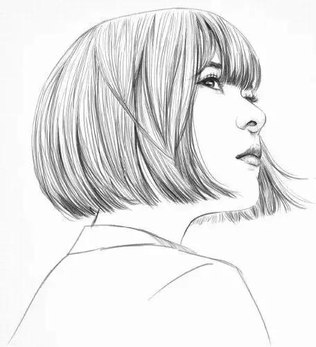 素描头像女生唯美，素描少女.微信（为你喜欢的小姐姐画幅画）