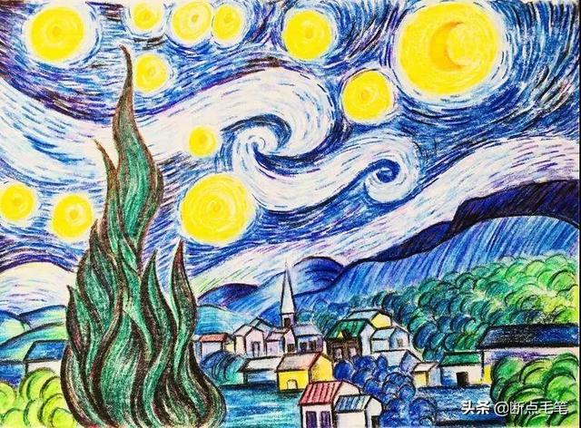 如何用彩铅画星空，怎么用水粉画星空（用彩铅绘制梵高的星空）