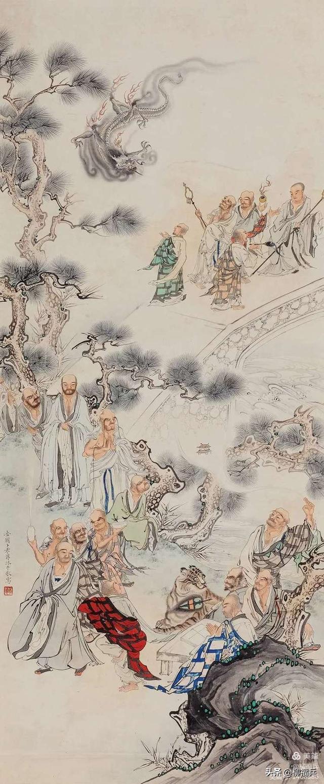 十八罗汉排名及顺序及图片,十八罗汉排名及顺序(名家人物画《十八罗汉