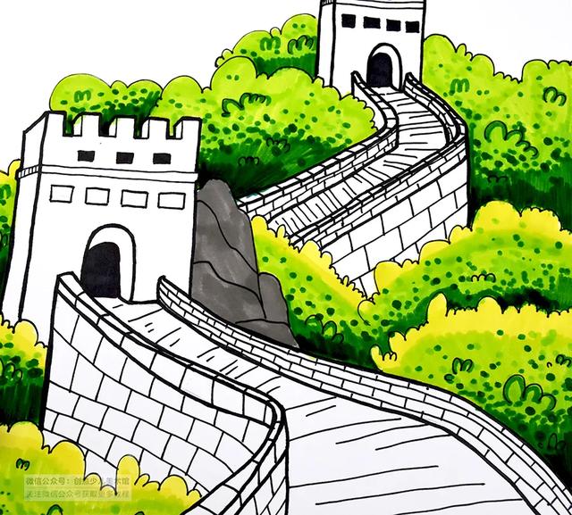 初学者怎么画万里长城素描，趣味线描美术课程《中国印象之“万里长城”》