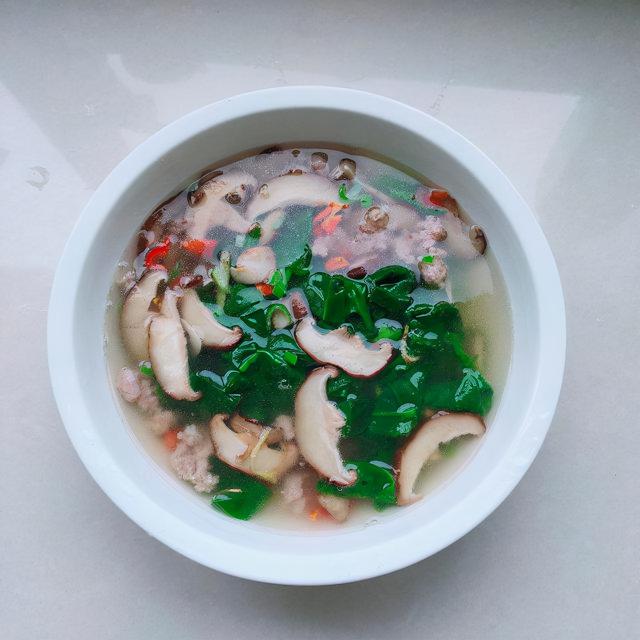 香菇肉片汤的制作方法，香菇肉末青菜汤