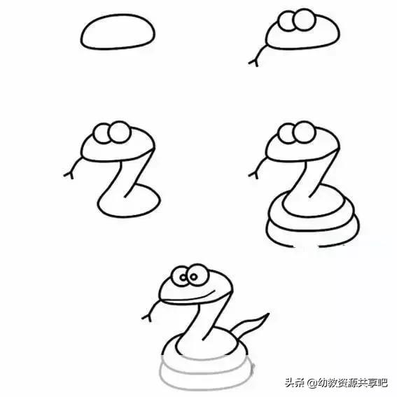 蛇怎么画 卡通蛇简笔画，蛇怎么画（你要的全都在这里啦）