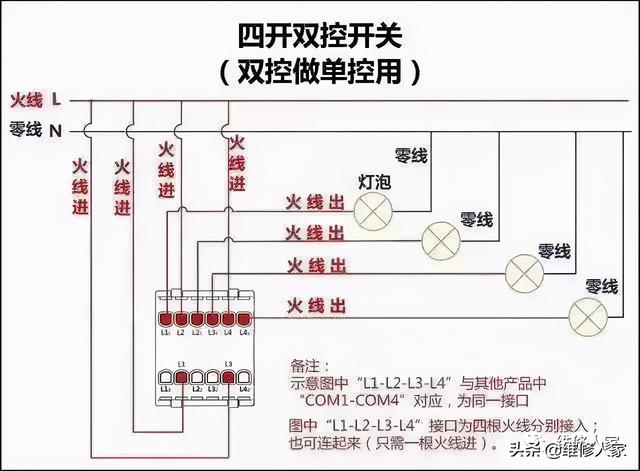 家庭电工布线图解，家庭电路中常用接线图