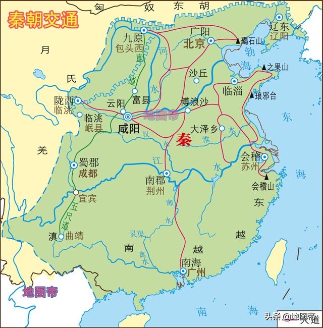 秦朝的地图与现代地图图片