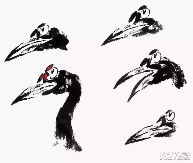 詹仁左写意鸟的画法，国画教程：写意仙鹤画法
