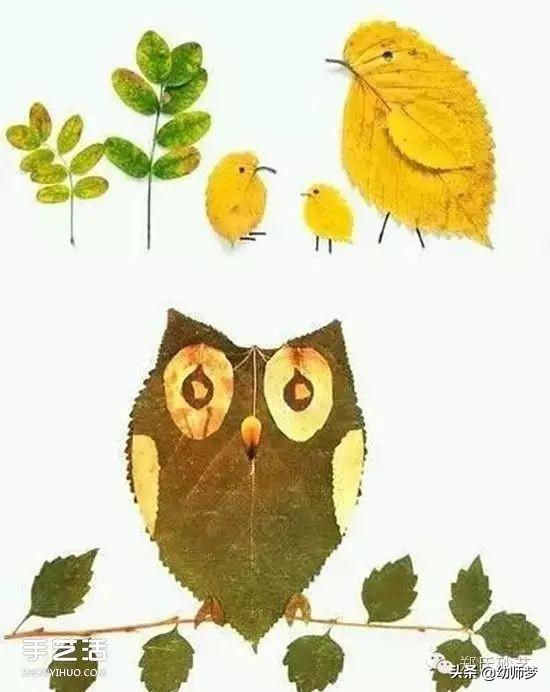 幼儿手工美术漂亮的叶子画，幼儿园叶子手工画制作大全图片（儿童树叶贴画作品图片）