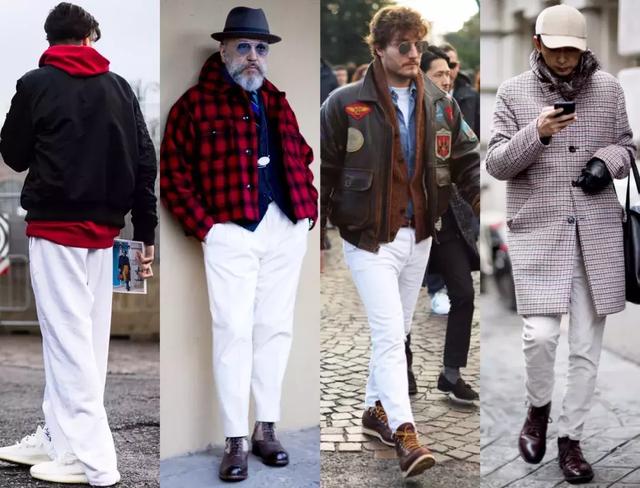 男生白色长裤怎么搭配衣服好看，男生白色裤子配什么颜色的衣服好看（男人如何把白色裤子穿有型）