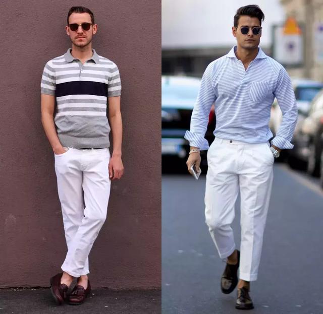 男生白色长裤怎么搭配衣服好看，男生白色裤子配什么颜色的衣服好看（男人如何把白色裤子穿有型）