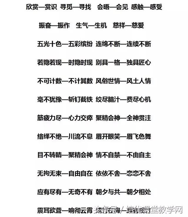 全近义词是什么，全近义词是什么词语（小学1-6年级所有必考近义词全在这儿）